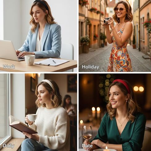 عصابات رأس عصرية للنساء، عصابات رأس بلون سادة غير قابلة للانزلاق للشعر الطويل والقصير، عصابات شعر مبطنة رفيعة، إكسسوارات عصرية مضلعة مرنة للفتيات (5 قطع) in Kuwait
