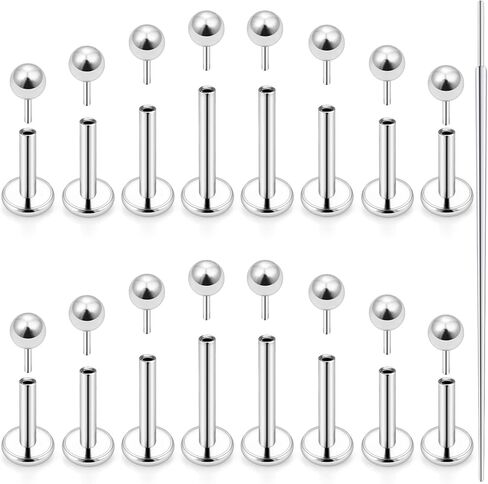 20G 18G 16G Threadless Lip Labret Nose Rings Studs Flat Back Earrings 316L Surgical Steel Snake Bites Lip Medusa Monroe Rings Push in Cartilage Tragus Helix Conch Earrings Studs 6mm 8mm 10mm in Kuwait