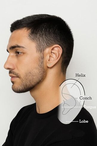VOJO 20G 3 أزواج من الأقراط المويسانتي والتيتانيوم ذات الظهر المسطح، مسمار لابريت بدون خيوط للنساء، مجوهرات ثقب الأنف الغضروف الزنمة، أقراط للجسم لا تسبب الحساسية in Kuwait