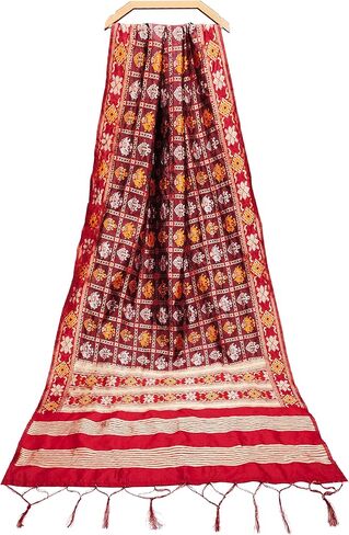 TRENDMALLS Women's Jacquard Silk Patola Dupatta Ethnic Motif Pattern in Saudi Arabia