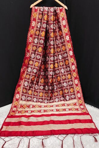 TRENDMALLS Women's Jacquard Silk Patola Dupatta Ethnic Motif Pattern in Saudi Arabia