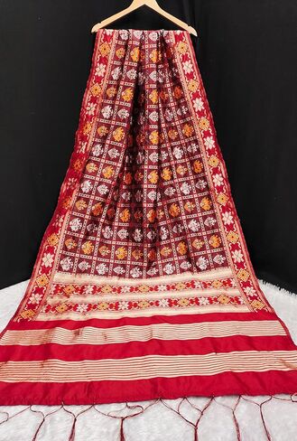TRENDMALLS Women's Jacquard Silk Patola Dupatta Ethnic Motif Pattern in Saudi Arabia
