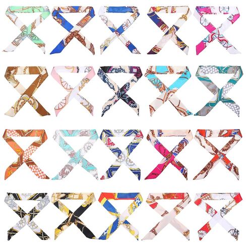 80 Pcs Women Handbag Scarf Head Ribbon for Women Hair Purse Handle Ribbon Satin Head Scarf Neckerchief for Purse Handles Silk Headband Charm Hair Ribbons Decor (20 color) in Saudi Arabia