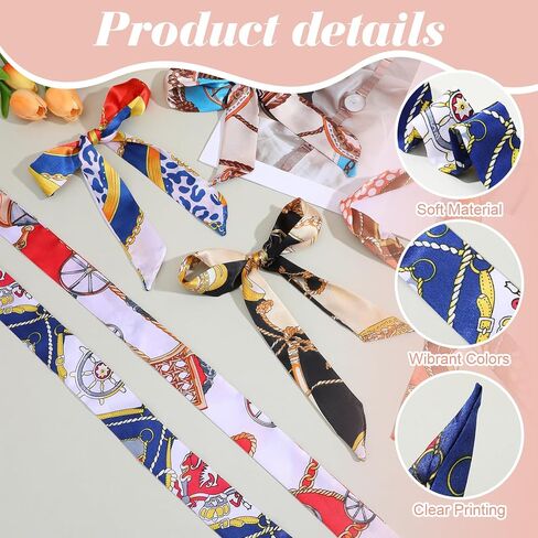 80 Pcs Women Handbag Scarf Head Ribbon for Women Hair Purse Handle Ribbon Satin Head Scarf Neckerchief for Purse Handles Silk Headband Charm Hair Ribbons Decor (20 color) in Saudi Arabia