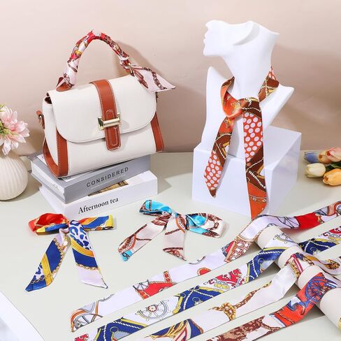 80 Pcs Women Handbag Scarf Head Ribbon for Women Hair Purse Handle Ribbon Satin Head Scarf Neckerchief for Purse Handles Silk Headband Charm Hair Ribbons Decor (20 color) in Saudi Arabia