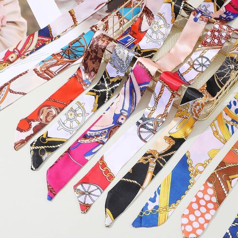 80 Pcs Women Handbag Scarf Head Ribbon for Women Hair Purse Handle Ribbon Satin Head Scarf Neckerchief for Purse Handles Silk Headband Charm Hair Ribbons Decor (20 color) in Saudi Arabia