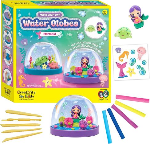 Creativity for Kids Make Your Own Water Globes: Mermaids Kit | Sculpt, Decorate & Shake 2 DIY Snow Globes | Fun Mess-Free Craft Kit | Encourages Imaginative Play & Fine Motor Skills (Ages 6+) in Saudi Arabia