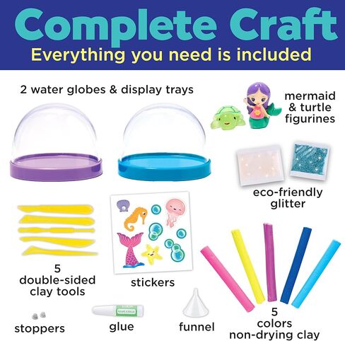Creativity for Kids Make Your Own Water Globes: Mermaids Kit | Sculpt, Decorate & Shake 2 DIY Snow Globes | Fun Mess-Free Craft Kit | Encourages Imaginative Play & Fine Motor Skills (Ages 6+) in Saudi Arabia