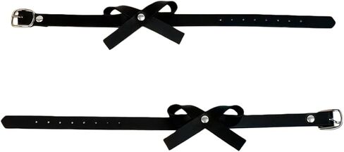 2PCS Goth Black Bow Anklet for Women Punk PU Leathe Foot Band Bracelets Summer Ankle Fashion Jewelry Accessory (Black) in Saudi Arabia