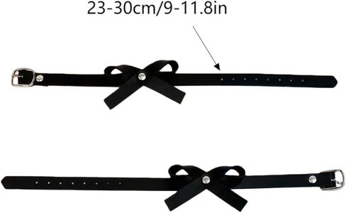 2PCS Goth Black Bow Anklet for Women Punk PU Leathe Foot Band Bracelets Summer Ankle Fashion Jewelry Accessory (Black) in Saudi Arabia
