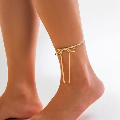 Gold Ankle Bracelets for Women Waterproof 14K Cuban Link Layered Anklet Set Adjustable Sizes 8-10inch Beach Jewelry in Kuwait