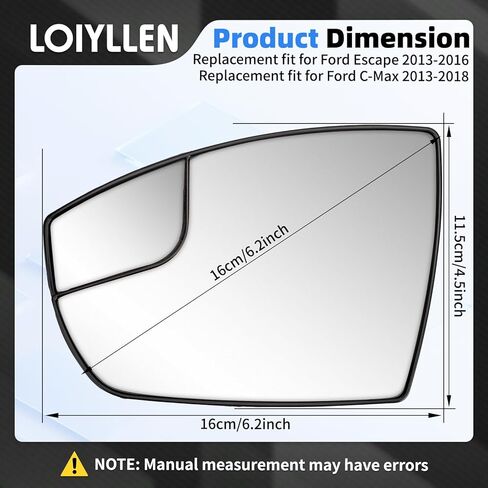 Driver Side Mirror Replacement for Ford Escape 2013 2014 2015 2016, C-Max 2013 2014 2015 2016 2017 2018 - Left Side Mirror Glass, Rear View Mirrors Glass in Saudi Arabia