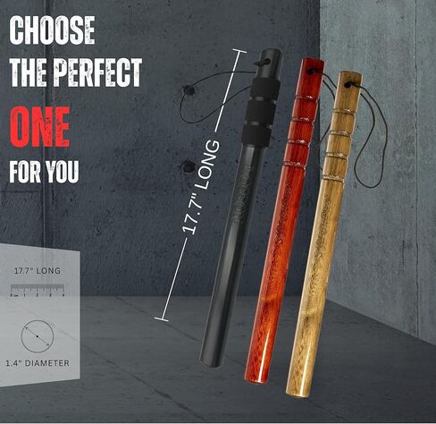 Tire Thumper Baton – Solid Wood Tire Inspection Tool & Self-Defense with Non-Slip Grip – 17.7 Inch (Black) in Saudi Arabia