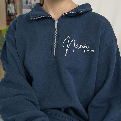 Personalized Mama Quarter Zip Sweatshirt, Customizable Year & Family Names on Sleeve in Saudi Arabia