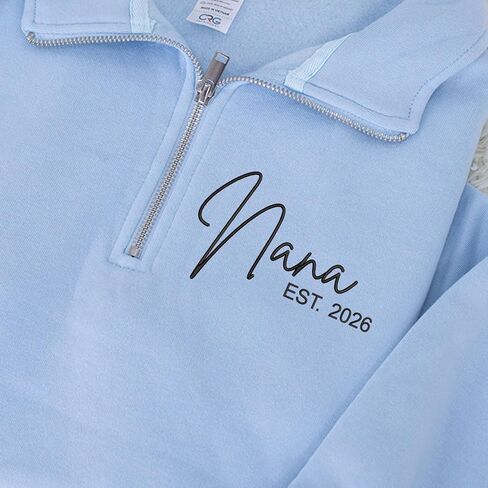 Personalized Mama Quarter Zip Sweatshirt, Customizable Year & Family Names on Sleeve in Saudi Arabia