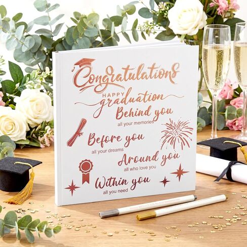 2026 Graduation Guest Book 8.7'' x 8.7" with 2 Markers Senior 2026 Scrapbook Graduates Keepsake Gift Hardcover Black Gold Foiled Photo Album Picture Book for Graduation Party Supply 144 Pages in Saudi Arabia