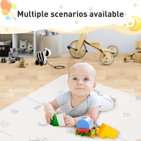 Trifold Foldable Pack n Play Mattress Topper, Detachable Ultra-solt Jacquard Cover Folding Pack and Play Mattress Pad, 38 * 26" inch playpen Mattress, Removable Washable Cover in Kuwait