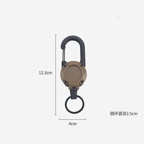 Brown Heavy Duty Retractable Keychain Multifunctional Stretch Keychains Badge Holder Reel Keyring for Outdoor Camping Equipment in Saudi Arabia