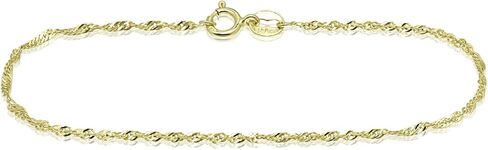 SEA OF ICE Sterling Silver 1mm Twisted Curb Singapore Rope Chain Bracelet For Women, Size 7.25 inches in Saudi Arabia