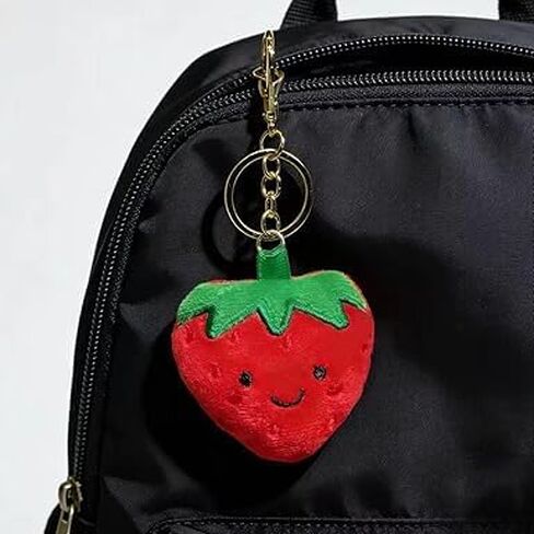 Red Strawberry Plush Keychain, Cute Cartoon Fruit Pendant, Bag Accessory and Car Charm for Women in Saudi Arabia