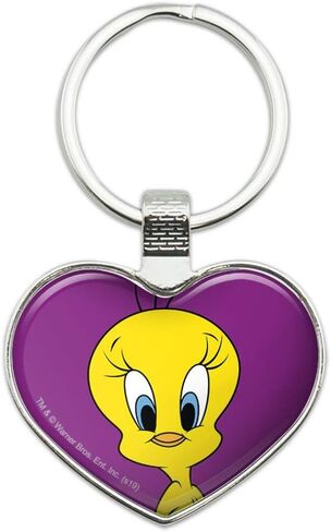 Looney Tunes Tweety Bird Keychain Heart Love Metal Key Chain Ring in Saudi Arabia