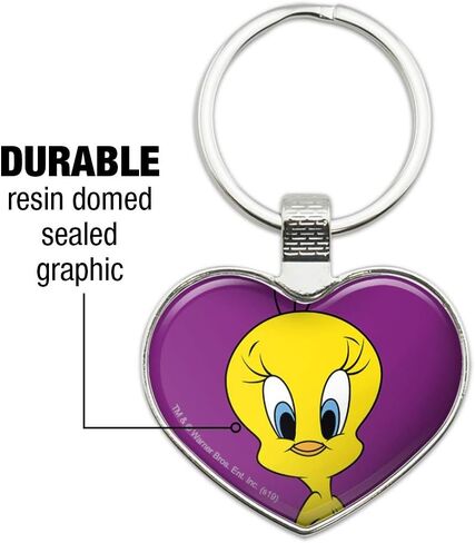 Looney Tunes Tweety Bird Keychain Heart Love Metal Key Chain Ring in Saudi Arabia
