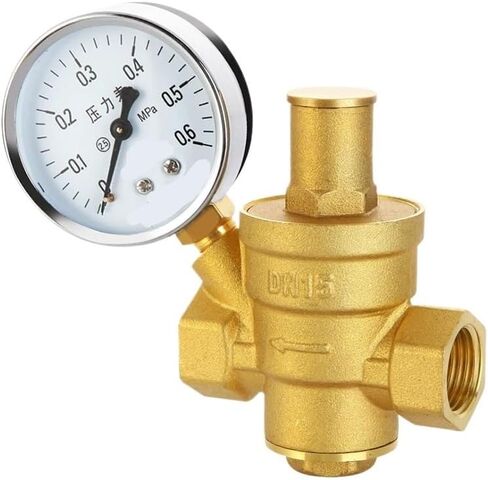 Brass Pressure Reducing Valve with Pressure Gauge,Water Pressure Regulator Valve, 1/2 ",3/4",1"(DN25) in Saudi Arabia