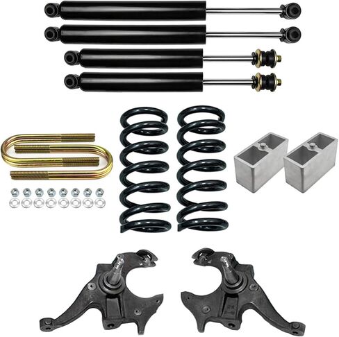 TSS 3" Front 4" Rear Drop Lowering Kit 1982-2004 Chevy S10 V6 with Shocks, Spindle Springs in Saudi Arabia