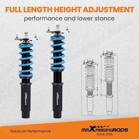 maxpeedingrods Coilover for Audi A4 B9 2015+، طقم تعليق كويلوفيرز قابل للتعديل بـ 24 مستوى، دعامات امتصاص الصدمات قابلة للتعديل للارتفاع، مجموعات خفض مطورة T6 باللون الأزرق in Saudi Arabia