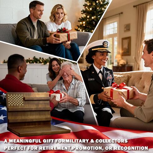 عرض عملات التحدي، حامل عملات التحدي، عرض عملات معدنية 11 صفًا مع العلم الأمريكي، حامل عملات معدنية عسكرية من الخشب الصلب يحمل 80-90 عملة معدنية، حاملات عملات سطح المكتب لهواة الجمع (جوز) in Kuwait