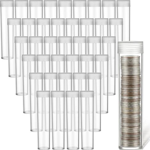 40 عبوة من أنابيب تخزين العملات المعدنية للربع، حاملات عملات معدنية بلاستيكية شفافة مع أغطية لولبية ووسادات إسفنجية للحماية من الصدمات لجمع وتنظيم العملات المعدنية على المدى الطويل، 1 × 4.53 بوصة in Kuwait