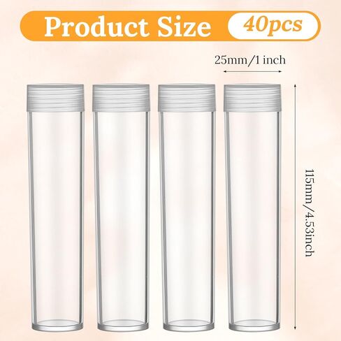 40 عبوة من أنابيب تخزين العملات المعدنية للربع، حاملات عملات معدنية بلاستيكية شفافة مع أغطية لولبية ووسادات إسفنجية للحماية من الصدمات لجمع وتنظيم العملات المعدنية على المدى الطويل، 1 × 4.53 بوصة in Kuwait