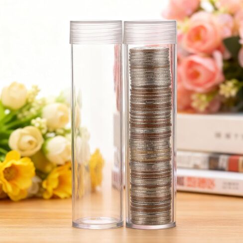 40 عبوة من أنابيب تخزين العملات المعدنية للربع، حاملات عملات معدنية بلاستيكية شفافة مع أغطية لولبية ووسادات إسفنجية للحماية من الصدمات لجمع وتنظيم العملات المعدنية على المدى الطويل، 1 × 4.53 بوصة in Kuwait