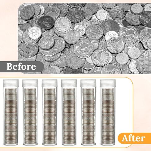 40 عبوة من أنابيب تخزين العملات المعدنية للربع، حاملات عملات معدنية بلاستيكية شفافة مع أغطية لولبية ووسادات إسفنجية للحماية من الصدمات لجمع وتنظيم العملات المعدنية على المدى الطويل، 1 × 4.53 بوصة in Kuwait