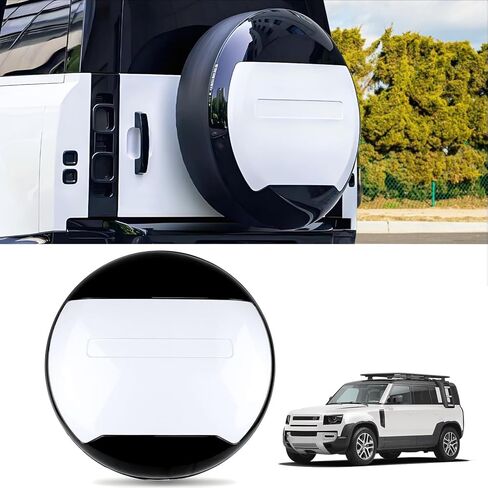 غطاء إطار احتياطي متوافق مع 2020-2025 Land Rover Defender 90 110 130 واقي عجلة الإطارات الاحتياطية ABS بلاستيك فوجي أبيض أسود لامع ملحقات خارجية in Saudi Arabia