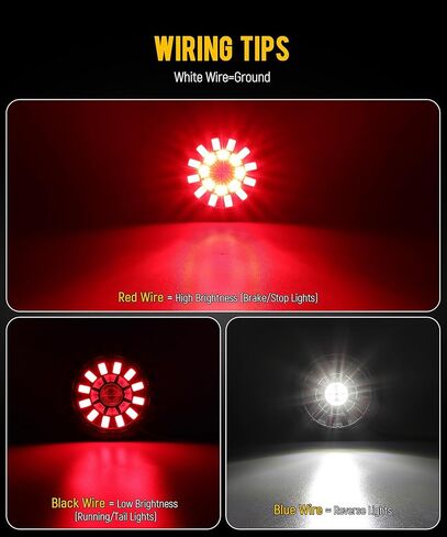 Partsam 4PCS 4 Inch Round LED Trailer Tail Lights 24 LEDs - Stop Turn Tail Brake Reverse Backup Combo Red/White - IP67 Waterproof Flush Mount Grommet Kit 10-30V for Truck RV Trailer, Patent Pending in Saudi Arabia