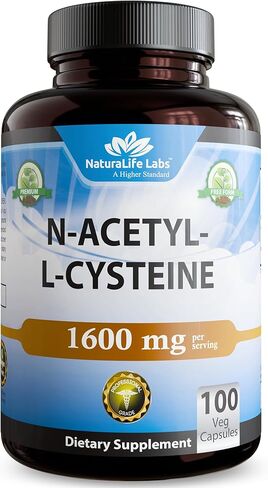 N-Acetyl-L-Cysteine (NAC) 1600 mg Lung Health & Immune Support, Liver Support & Antioxidants*, Free-Radicals, Free Form - 100 Veggie Capsules in Saudi Arabia