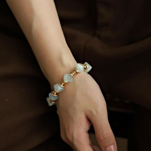 Natural Aquamarine Raw Stone Healing Crystal Adjustable Bracelet Gift Jewelry for Women in Saudi Arabia