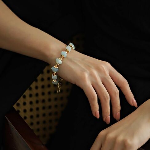 Natural Aquamarine Raw Stone Healing Crystal Adjustable Bracelet Gift Jewelry for Women in Saudi Arabia