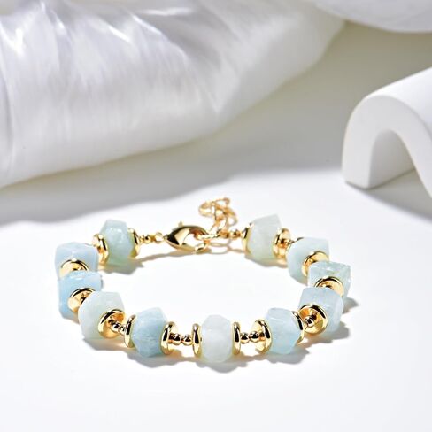 Natural Aquamarine Raw Stone Healing Crystal Adjustable Bracelet Gift Jewelry for Women in Saudi Arabia