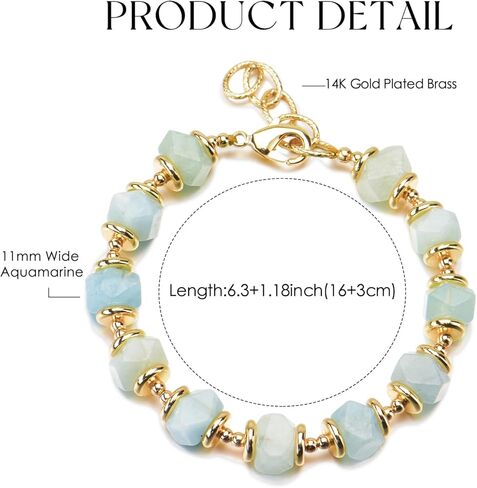 Natural Aquamarine Raw Stone Healing Crystal Adjustable Bracelet Gift Jewelry for Women in Saudi Arabia