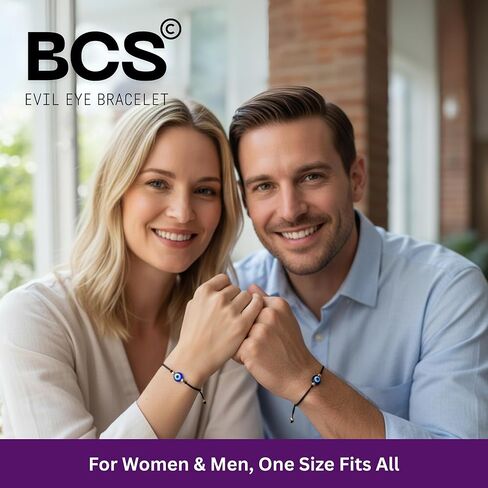 BCS Evil Eye Bracelets Adjustable String Amulet for Women Men Authentic Turkish Handmade Glass Bead Good Luck Protection Charm One Size Fits All (4 Pieces) in Saudi Arabia
