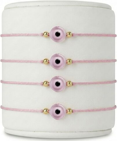 BCS Evil Eye Bracelets Adjustable String Amulet for Women Men Authentic Turkish Handmade Glass Bead Good Luck Protection Charm One Size Fits All (4 Pieces) in Saudi Arabia