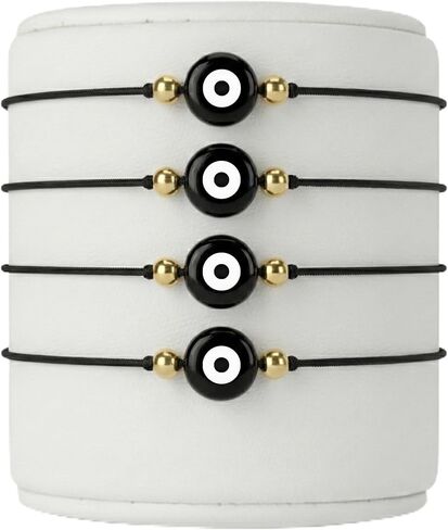 BCS Evil Eye Bracelets Adjustable String Amulet for Women Men Authentic Turkish Handmade Glass Bead Good Luck Protection Charm One Size Fits All (4 Pieces) in Saudi Arabia