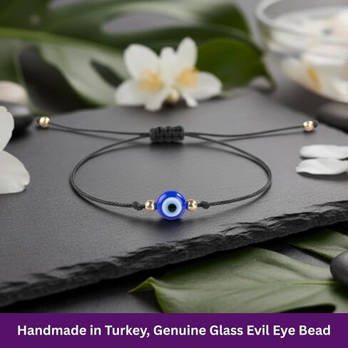 BCS Evil Eye Bracelets Adjustable String Amulet for Women Men Authentic Turkish Handmade Glass Bead Good Luck Protection Charm One Size Fits All (4 Pieces) in Saudi Arabia