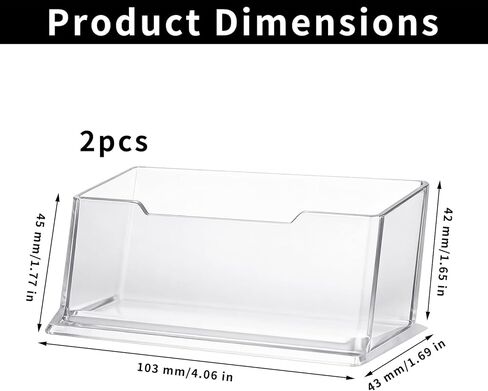 2 PcsBusiness Card Holder Desk, Plastic Transparent Acrylic Business Card Holders, Clear Business Cards Holder Display Stand for Desktop Home Office Supplies in Saudi Arabia