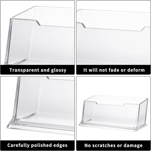 2 PcsBusiness Card Holder Desk, Plastic Transparent Acrylic Business Card Holders, Clear Business Cards Holder Display Stand for Desktop Home Office Supplies in Saudi Arabia