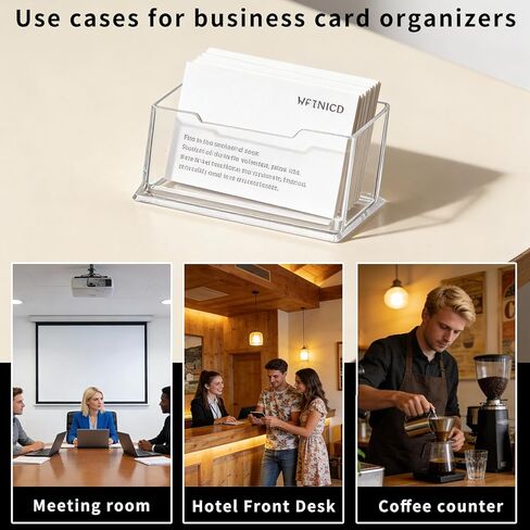 2 PcsBusiness Card Holder Desk, Plastic Transparent Acrylic Business Card Holders, Clear Business Cards Holder Display Stand for Desktop Home Office Supplies in Saudi Arabia