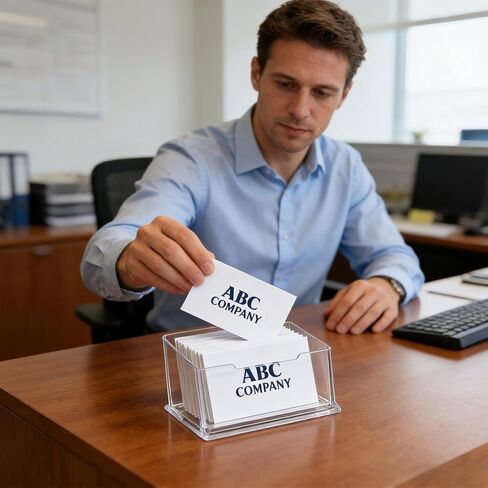 2 PcsBusiness Card Holder Desk, Plastic Transparent Acrylic Business Card Holders, Clear Business Cards Holder Display Stand for Desktop Home Office Supplies in Saudi Arabia