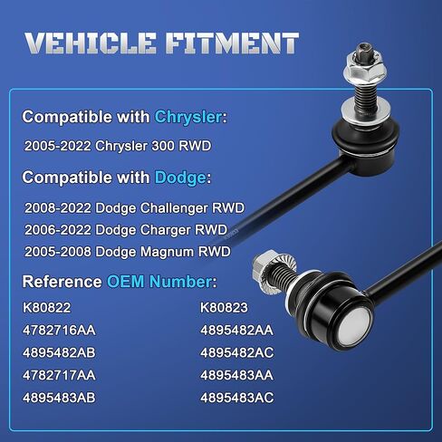 K80822 K80823 وصلات نهاية قضيب التثبيت الأمامي تناسب 2005-2022 كرايسلر 300 دودج تشالنجر تشارجر RWD 2006 2007 2008 2009 2010 2011 2012 2013 2014 2015 2016 2017 2018 2019 2020 2021 in Saudi Arabia